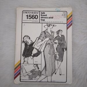 STRETCH & SEW 1560 Sz 28-44 Tab Front Dress and Top
